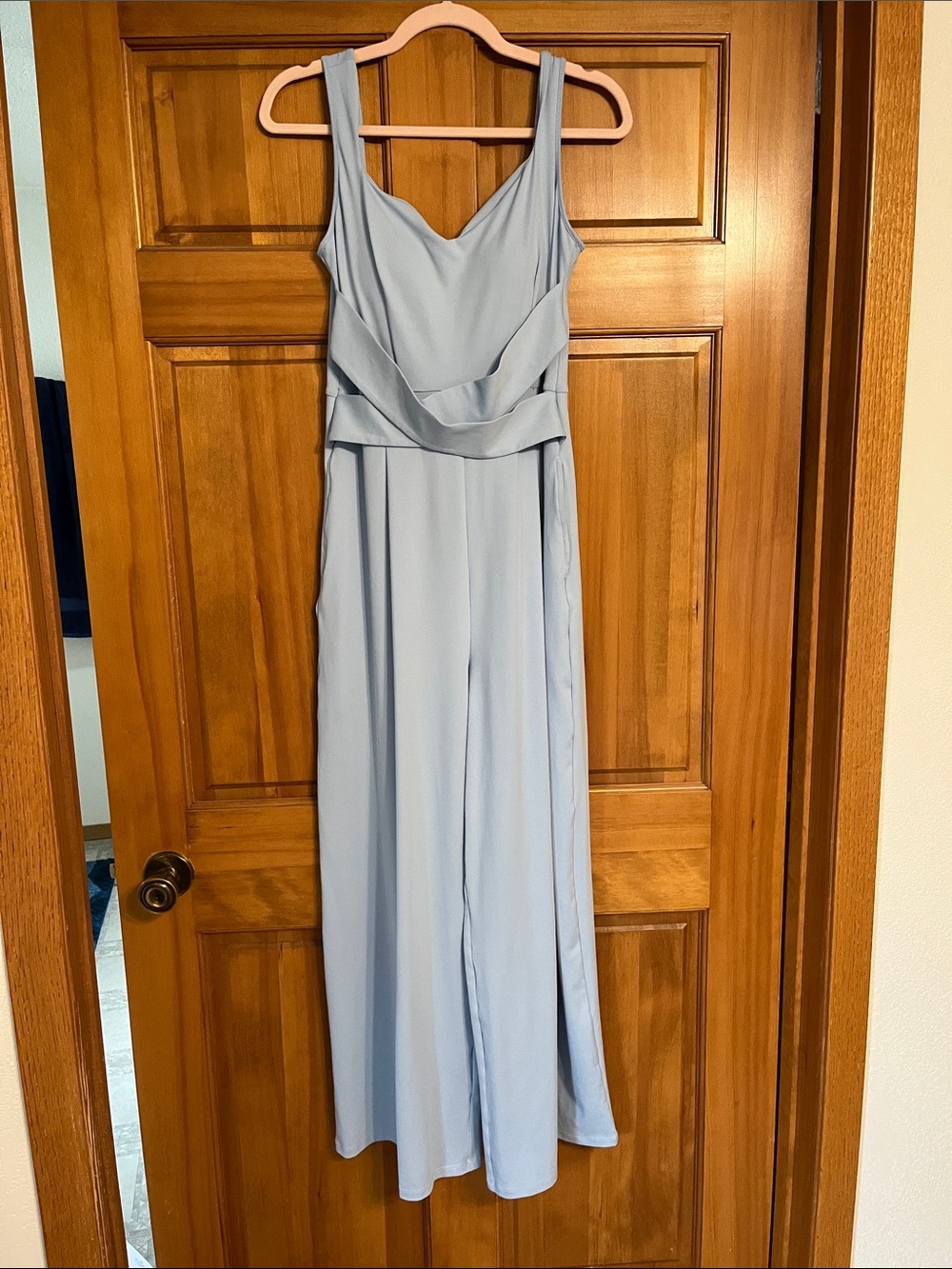 HALARA Light Blue Wide-Leg Sleeveless Jumpsuit
